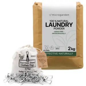 100 % Natural Laundry Powder (2KG) / Stainless Steel Clothes Pegs - 20 Pegs Grade 316