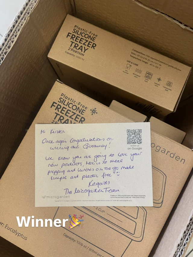 🎉 Another Microgarden winner! 🎉

One very happy customer has just won R2,500 worth of Microgarden goodies in our monthly giveaway! 🌿💚

She chose some of our freezer trays and food flasks — such a lovely combination for making everyday meals, lunches and leftovers that little bit easier.

Her goodies are all packed up, with a little handwritten note from us, and ready to head to their new home. 📦✨

Thank you so much for supporting our small business — and remember, you could be our next winner! 💚

#Microgarden #MonthlyGiveaway #GiveawayWinner #SustainableLiving #EcoFriendlyLiving KitchenEssentials