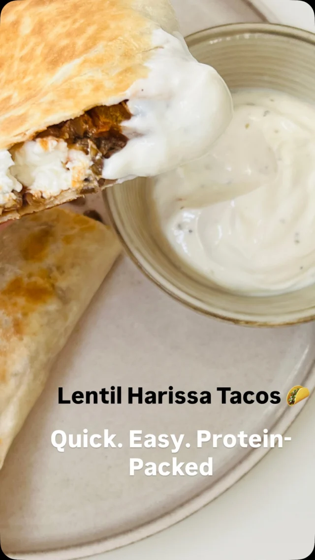 🌮 Lentil Harissa Tacos 🌮

Quick. Easy. Protein-packed. And seriously delicious! 🙌

For the filling, mix together:
✨ Cooked lentils
✨ A handful of rocket
✨ Cherry tomatoes
✨ Crumbled feta
✨ 1–2 tsp harissa paste

Spoon into a tortilla, fold and fry in a little oil until golden, crispy and delicious. 🤌

Then comes the sauce… 😍
Simply mix Greek yoghurt with a squeeze of fresh lemon, salt & pepper — and add some fresh mint if you fancy!

Serve together and you’ve got an easy lunch or dinner that’s packed with flavour. 🌿

Simple food. Big flavour. Zero fuss. 💚

#MicroGarden #LentilTacos #HarissaTacos #EasyRecipes #QuickLunch